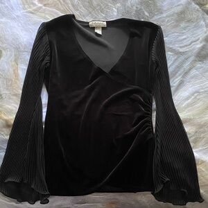 Vintage Elegant Black Velvet Women's Top